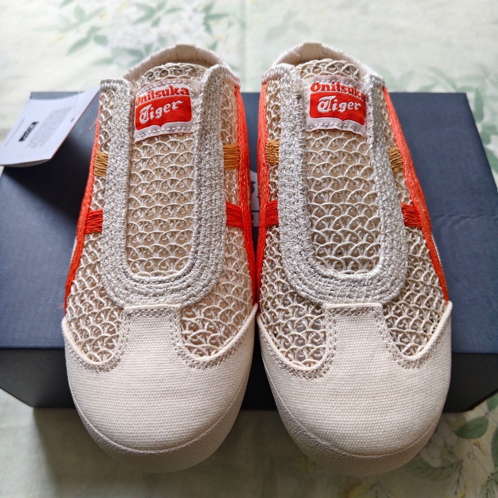 Onitsuka Tiger Cream Sneakers With Orange Accents